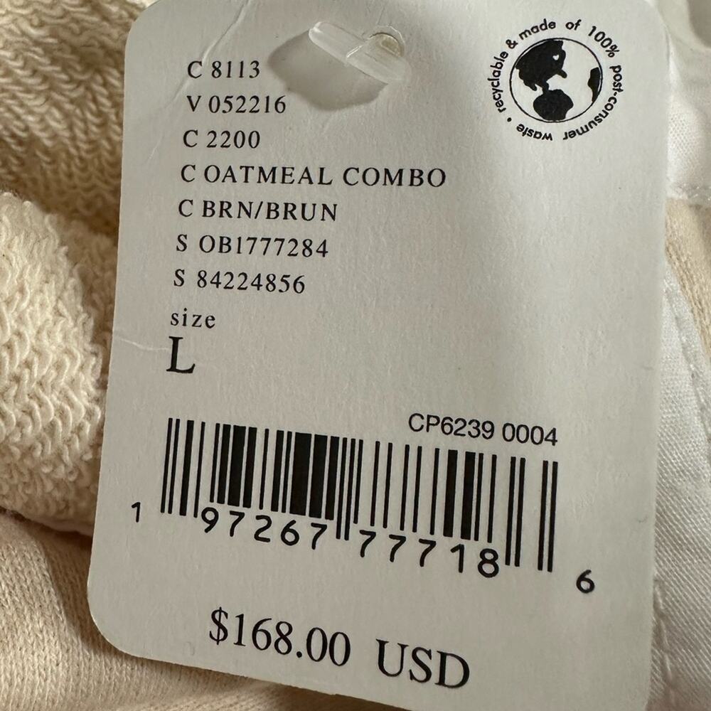 NWT Free People Blair Sweatshirt Top In Oatmeal Combo Size Large - Picture 8 of 9